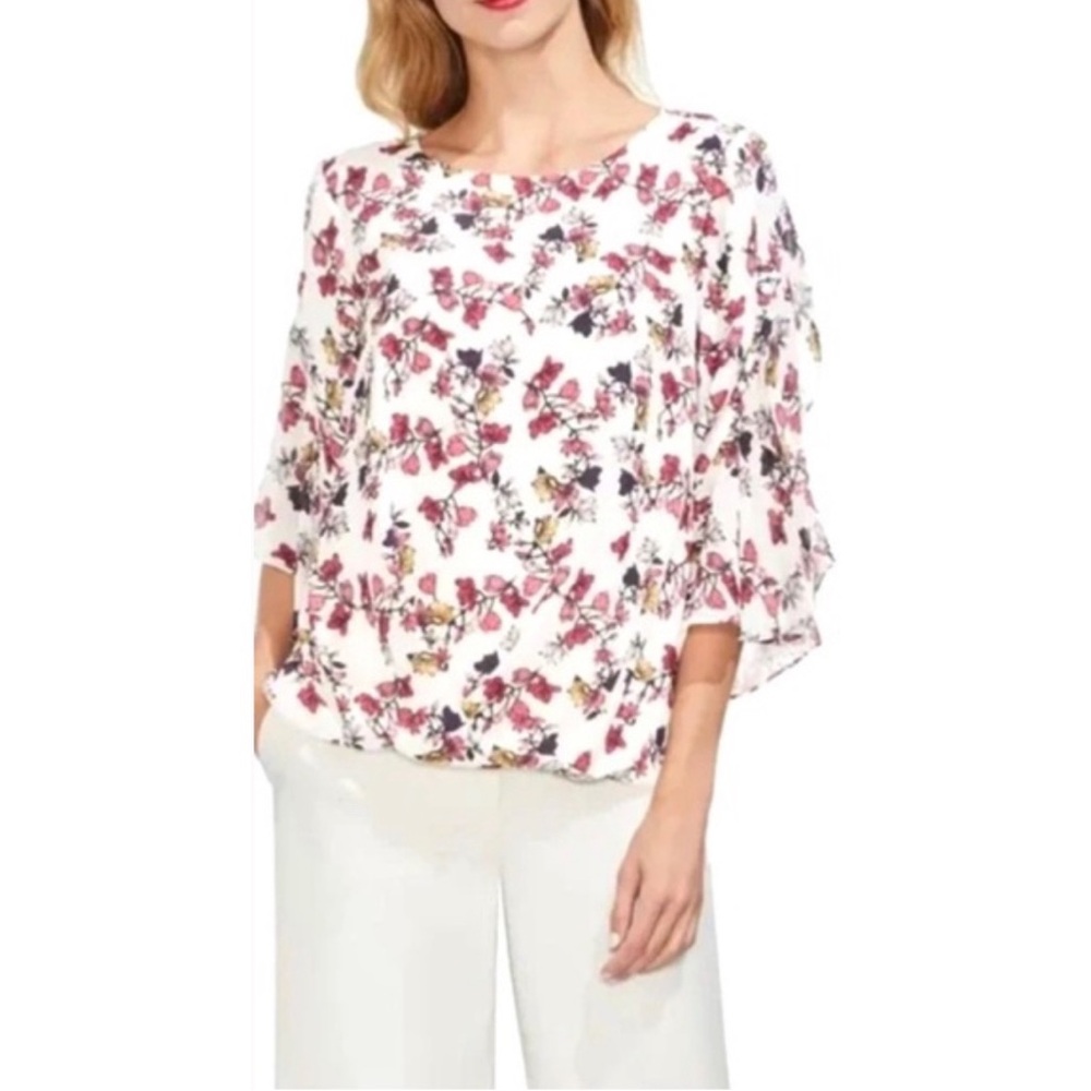 Vince Camuto Floral Crepe Cape Top Size XXL